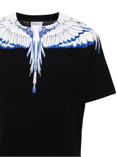 T-shirt nera con stampa wings MARCELO BURLON COUNTY OF MILAN | CMAA056C99JER0011001